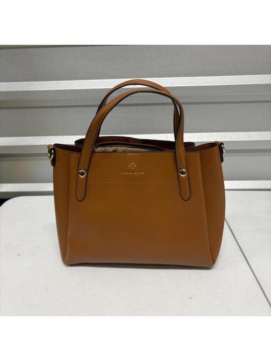 Nanette Lepore Handbags - Nanette Lepore Women's Brown Pebbled Faux Leather Satchel Shoulder Bag Medium